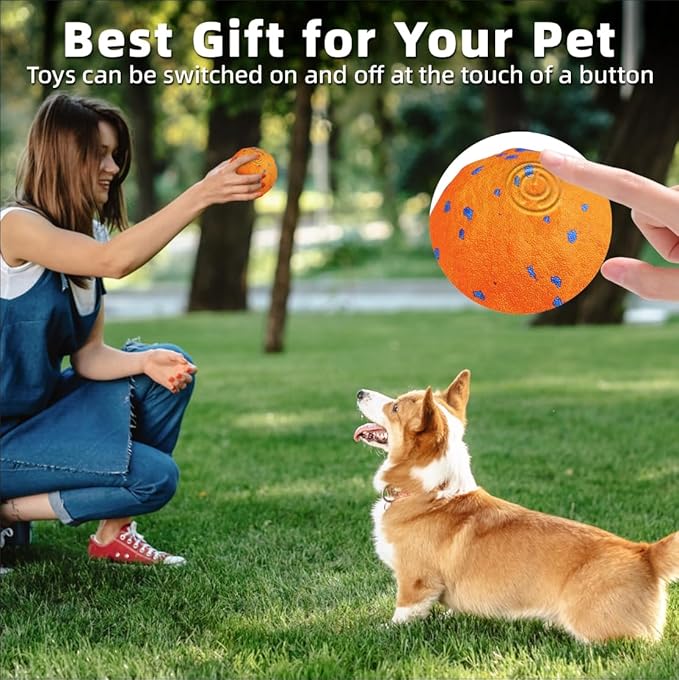 TVM Interactive Dog Toys Ball, Automatic Moving, Bouncing Chew Toys, E-TPU Material, Suitable for Large and Medium-Sized Dogs, Used for Boredom Relief and Daily Training (Orange)