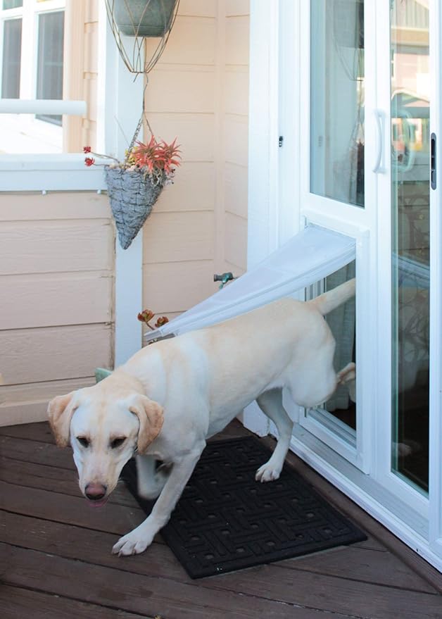 Endura Flap Pet Door for Vinyl Sliding Glass Doors | Dual-Flap Extreme Weather Design | Insulated, Energy-Efficient Dog Door with Locking Security | White, Large Flap, 77.25"-80.25" Slider Height