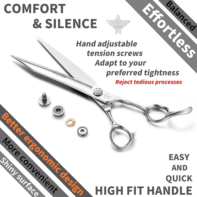 High-end Professional Dog Grooming Scissors Pet Grooming Shears 8 Inches Extremely Very Sharp Made Of Stainless Steel Alloy By Hand For Dog Cat Groomer