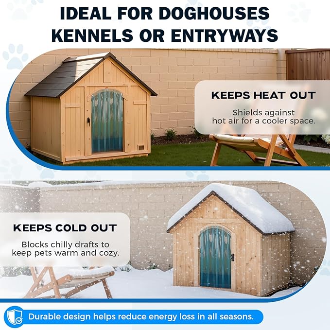 13.7 in x 4.9 ft Dog Door Replacement Flaps, Transparent Vinyl Strips for DIY Doghouse or Cat Door, Weather Resistant, Easy to Cut & Install