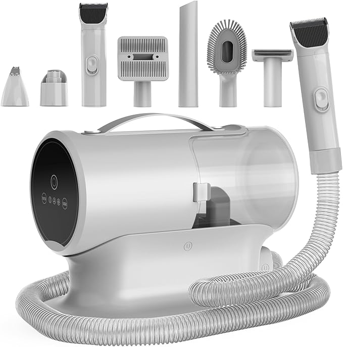 AIRROBO Dog Grooming Vacuum and Kit with Clipper Nail Trimmer Grinder, 12000Pa Pet Vacuum for Shedding Grooming, 2L Large Capacity Dog Hair Vacuum with 8 Pet Grooming Tools, PG100 Plus