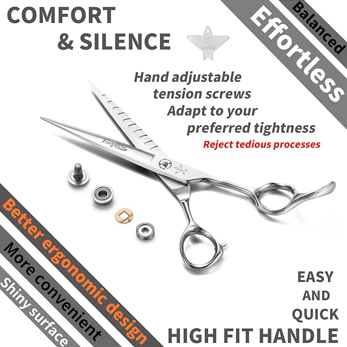 High-end Professional Dog Grooming Scissors Pet Grooming Shears 7 Inches Extremely Very Sharp Made Of Stainless Steel Alloy By Hand For Dog Cat Groomer
