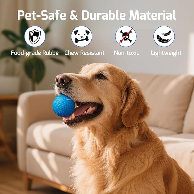 Interactive Dog Balls, Smart Dog Toy for Medium & Large Dogs, Chew Resistant Rubber Material, Automatic Moving, Rotating, Bouncing, IPX7 Waterproof, Motion-Activated Dog Stimulation Toy (Blue)