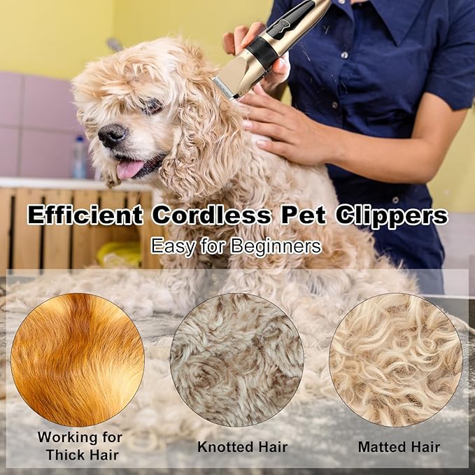 2 Pack Dog Grooming Clippers Low Noise Electric Quiet Adjustable Comb Rechargeable Cordless Suitable for Dogs Cats Pets