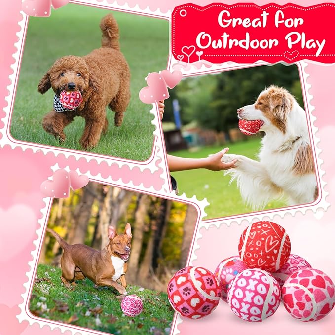 36 Pcs Valentine Dog Toys: Interactive Squeaky Tennis Balls Gifts for Small Medium Large Dogs Pets - 2.5 Inch Fetch Toys for Aggressive Chewer Training Catching Teething