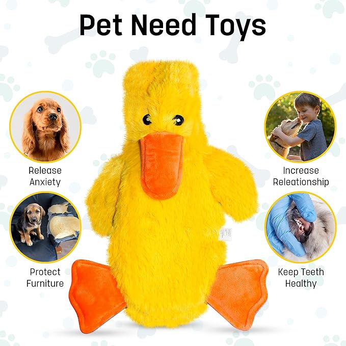 FGA MARKETPLACE Duck and Frog Flat NO Stuffing NO Squeak Plush Dog Toy, Funny Style Will Entertain Your Pet for Hours, Recommended for Small and Medium Dog 21 INCH Long
