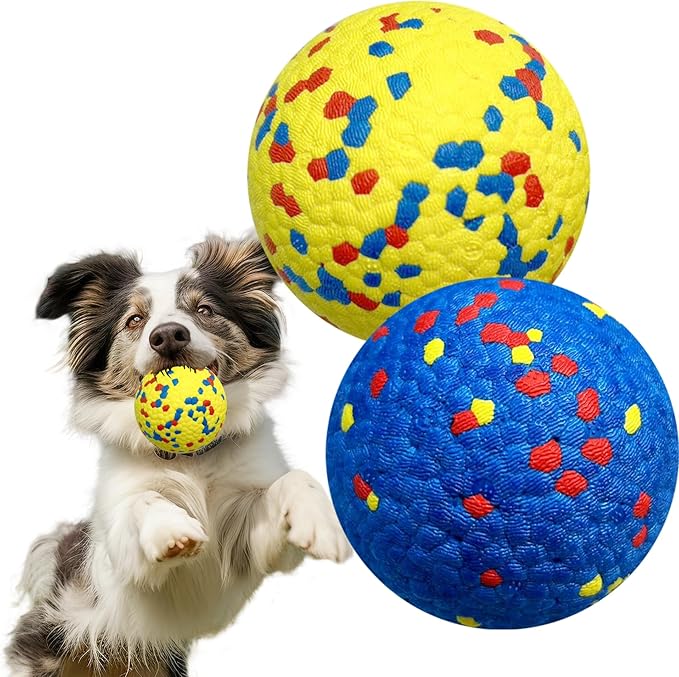 2 Pcs Large size Dog Balls, 3.15"Tennis Ball for Aggressive Chewers, Durable Bouncy Dog Toy Balls, Teething Cleaning Chew Toys, Water Toy Fetch Ball for Large Medium Dog, More Biting-Proof Atom
