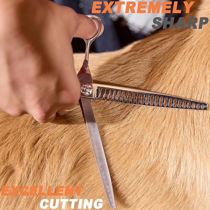 High-end Professional Dog Grooming Thinning Scissors Teeth Cutting Blending Shears Pet Texturizing Shears 8 Inch Extremely Very Sharp Stainless Steel Alloy For Cat Other Animals Groomer