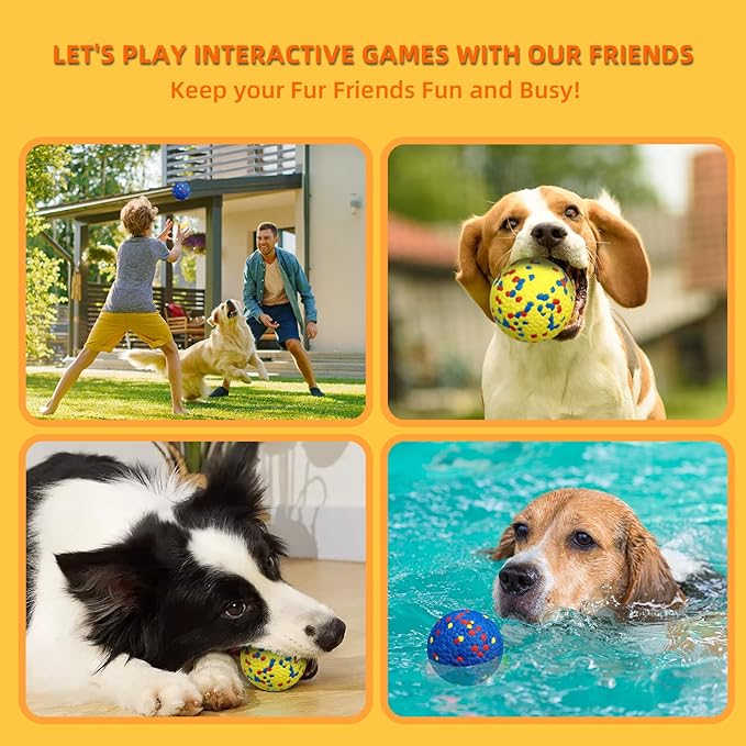 2 Pcs Large size Dog Balls, 3.15"Tennis Ball for Aggressive Chewers, Durable Bouncy Dog Toy Balls, Teething Cleaning Chew Toys, Water Toy Fetch Ball for Large Medium Dog, More Biting-Proof Atom