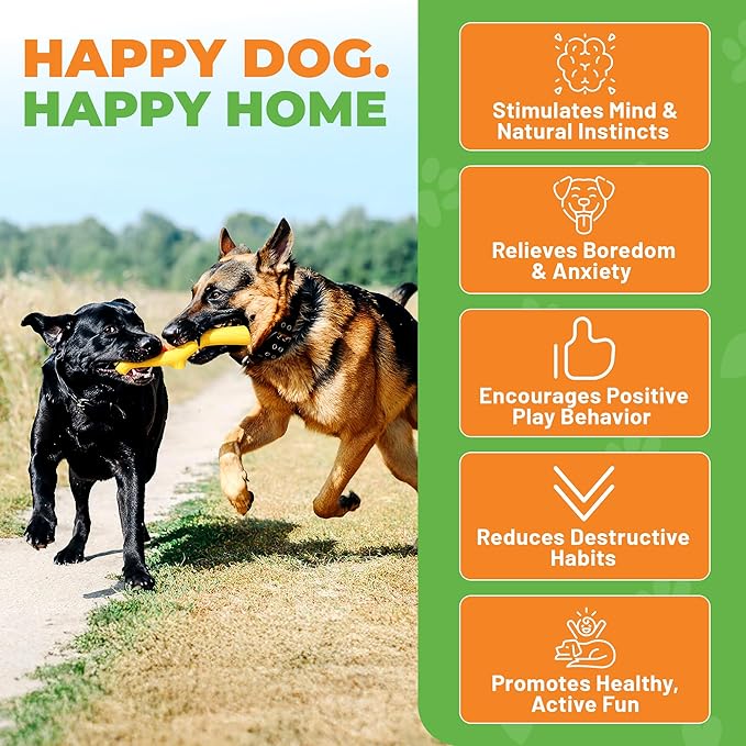 Natural Rubber Durable Dog Toys for Large & Medium Dogs Brown Bacon Flavored Curved Branch Shape Tough Chew Toy for Dogs Safe Tested & Non-Toxic Squeak Dog Toys (Brown)