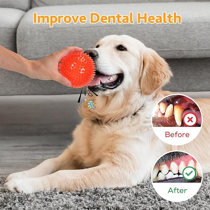 petizer 6 Pack 2.5” Squeaky Dog Toy Balls, Floating Dogs Pool Balls, Spiky Dog Balls, Durable Interactive Fetch Toys for Puppy, Dog Chew Toys for Teething (2.5", Small Dog)