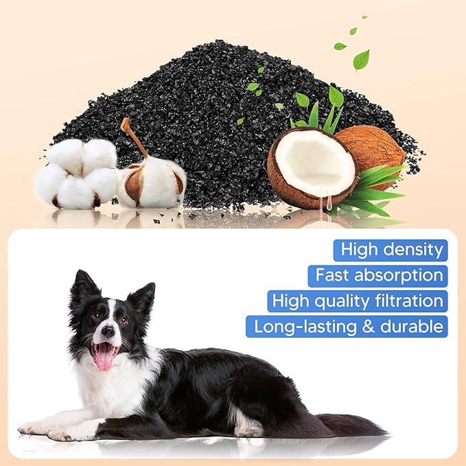 Dog Water Fountain Filters - 8 Packs Replacement Filters & 2 Sponges for Large Dog Fountain, Wireless