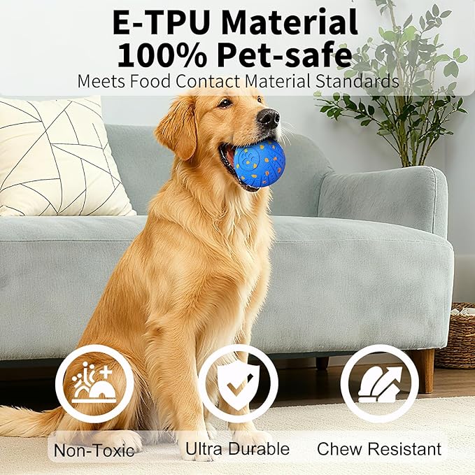 Smart Interactive Dog Toys, Activated Moving, Bouncing, Rotating Ball for Medium/Large Dogs, 2025 E-TPU Material, Motion-Activated Dog Gift to Keep Them Busy, IP54 Waterproof & USB Rechargeable