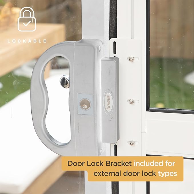 Hakuna Pets Black Glass Patio Pet Door for Sliding Glass Doors, Large | Adjustable Height 77.2” – 83.5”, Damage-Free or Permanent Installation, Durable Aluminum Frame, Locking Panel Included