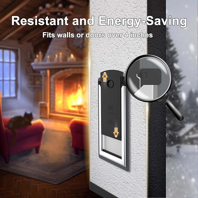 FreeStanding Dog Door for Wall, Steel Frame Doggy Door with Telescoping Tunnel, Double Magnetic Flaps and Double Security Lock Panels, Dog Door for Exterior and Interior Wall, Up to 40lbs, Smoky Gray