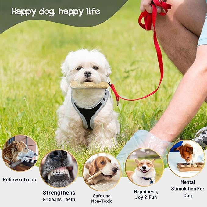 Set of 3 Coffee Wood Dog Chew Stick Toy, Natural and Real Wooden Bone Sticks for Pets, Safe Dental Cleaning Chews, Dog Health, Teeth Cleaning and Relieve Stress (Small Dogs)