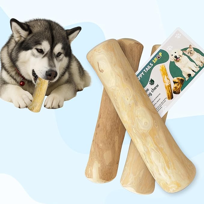 Set of 3 Coffee Wood Dog Chew Stick Toy, Natural and Real Wooden Bone Sticks for Pets, Safe Dental Cleaning Chews, Dog Health, Teeth Cleaning and Relieve Stress (Large Dogs)