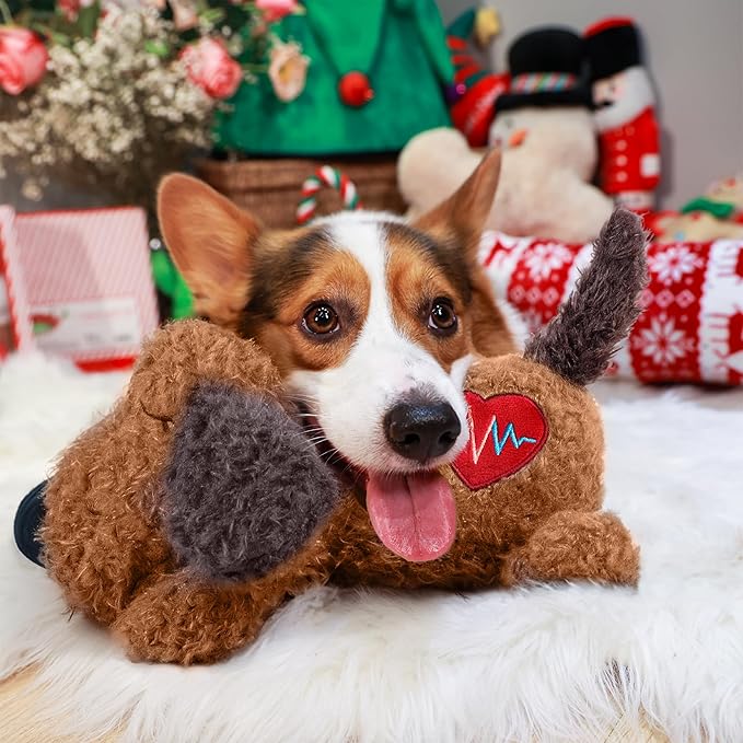 ALL FOR PAWS Heartbeat Dog Toy for Puppy, Snuggling Plush Toy for Dogs Anxiety Relief & Sleep Aid, Stuffed Dogs Toy for Puppy Behavioral Training, Brown Dog