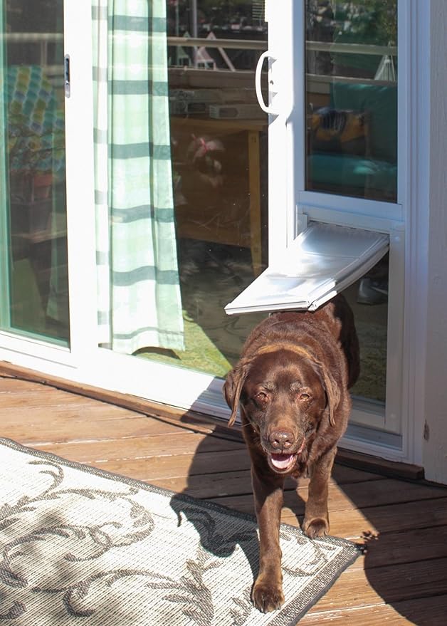 Endura Flap Pet Door for Vinyl Sliding Glass Doors | Dual-Flap Extreme Weather Design | Insulated, Energy-Efficient Dog Door with Locking Security | White, Small Flap, 93.25"-96.25" Slider Height