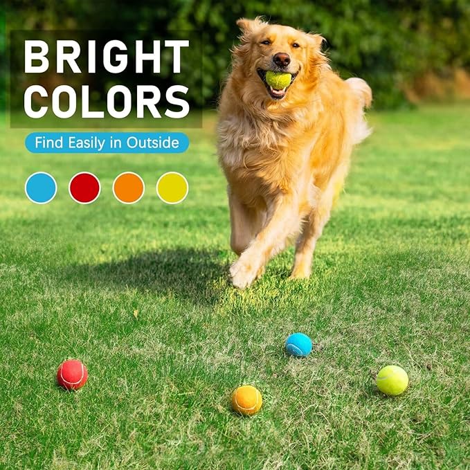Prime Pets Dog Tennis Balls 12 Pack, 2.5” Durable High-Bounce Tennis Balls for Dogs, Dog Toy Ball for Fetch & Training, Outdoor & Indoor Interactive Dog Ball for Small and Medium Dogs