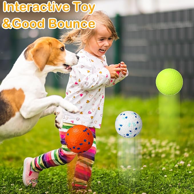Jenaai 12 Pcs Dog Balls for Aggressive Chewers Tennis Ball 2.9 Inch Indestructible Durable Bouncy Floating Toys Interactive Dog Toys for Large Medium Small Dogs and Puppies(Bright Color)