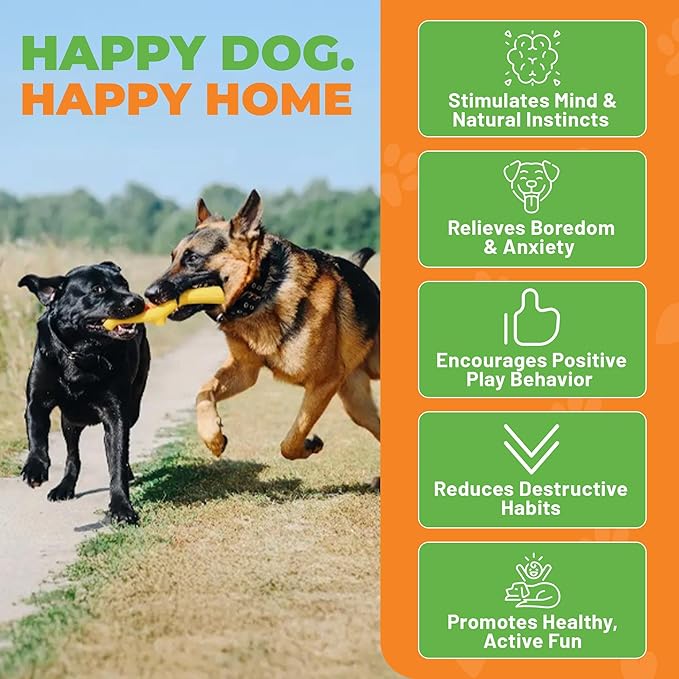 Natural Rubber Durable Dog Toys for Large & Medium Dogs Brown Bacon Flavored Curved Branch Shape Tough Chew Toy for Dogs Safe Tested & Non-Toxic Squeak Dog Toys (Yellow)