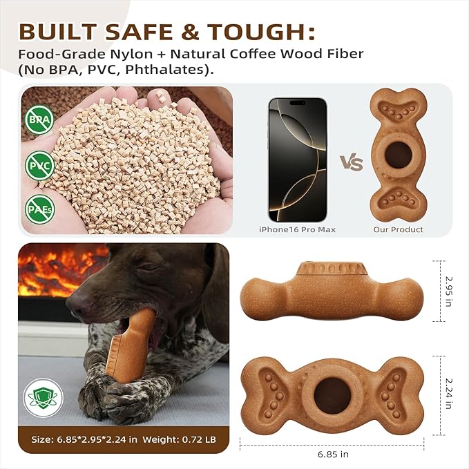 Though Dog Toys for Aggressive Chewers, Frozen Dog Toy to Keep Them Busy, Indestructible Dog Toy for Large Medium Small Breed, Chew Toys for Dogs Reduces Anxiety & Solve Boredom