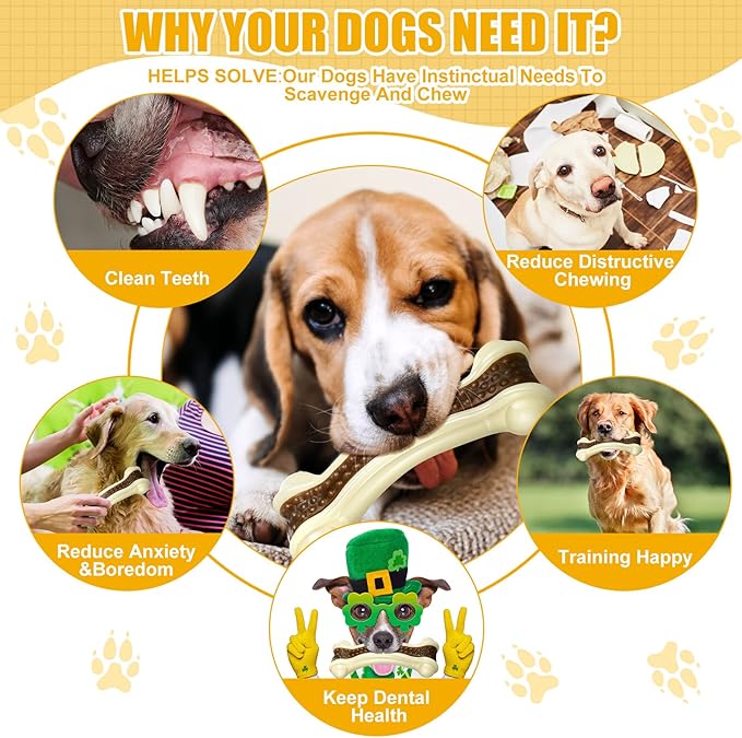 Sosation Dog Toys for Aggressive Chewers Indestructible Nylon Dog Bones Beef Flavor Teething Chew Toys Bones for Large Puppies(XL)