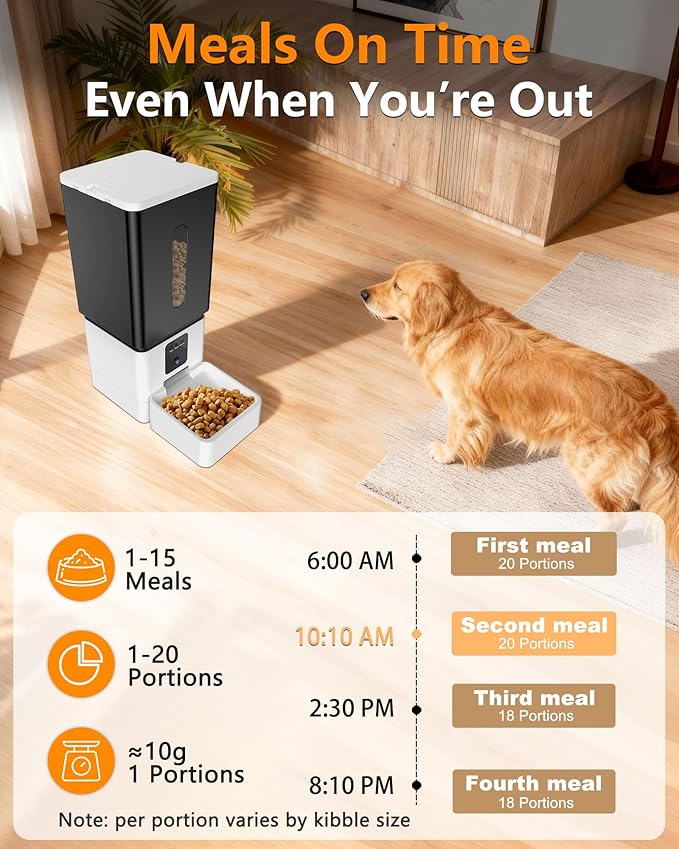 Automatic Dog Feeder Large Breed: 12L/50 Cups with HD 1080P Camera - 5G WiFi Anti-Clog Timed Dog Feeder for Golden Retriever Busy Owners by UTCG