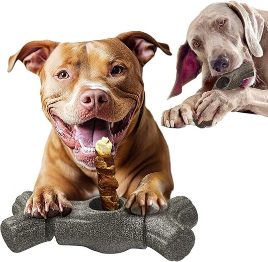 Bully Stick Holder for Dogs, Though Dog Toys for Aggressive Chewer, Sturdy Dog Chew Holder Safety Device to Prevent Choking, BPA-Free, Long-Lasting -Fits Various Bully Sticks