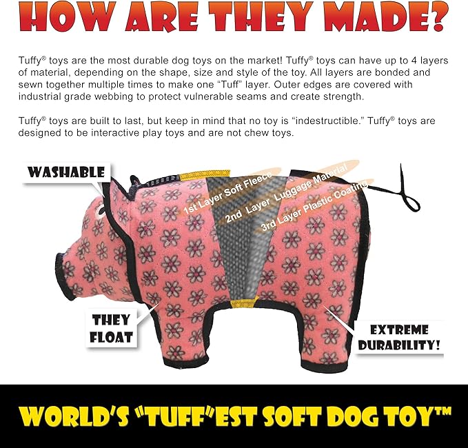 TUFFY - Limited Edition-World's Tuffest Soft Dog Toy- Phrog & Purple Squid- 2 Pack. Squeakers-Multiple Layers.Made Durable, Strong & Tough.(Tug, Toss & Fetch).Machine Washable & Floats