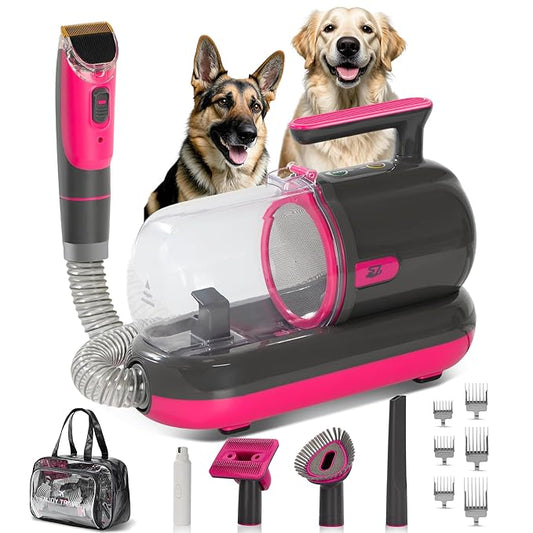S7 Dog Grooming Vacuum Kit, Low Noise Pet Grooming Vacuum with Clippers and Brushes, Home Use Groom and Vacuum System