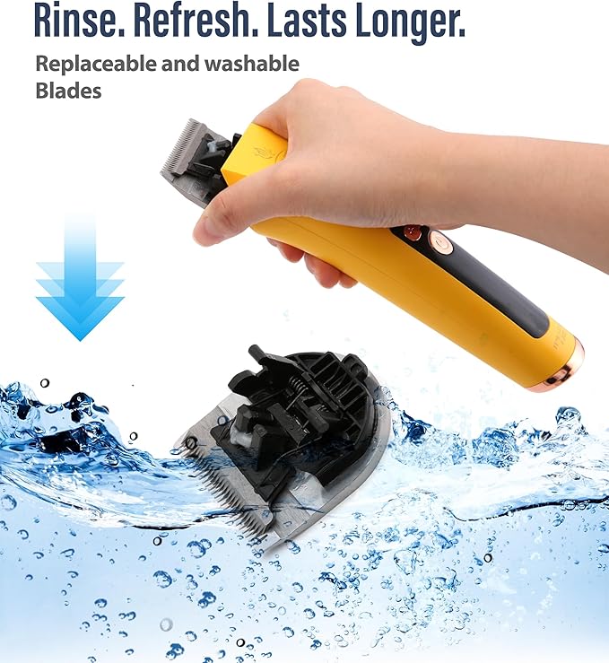 Professional Dog Grooming Clippers with 12H Runtime & Replaceable 440C Blade, 3-Speed Low Noise Electric Dog Shaver for Thick, Matted, Curly Hair, Cordless Clipper for Groomer & Home Use, Blue