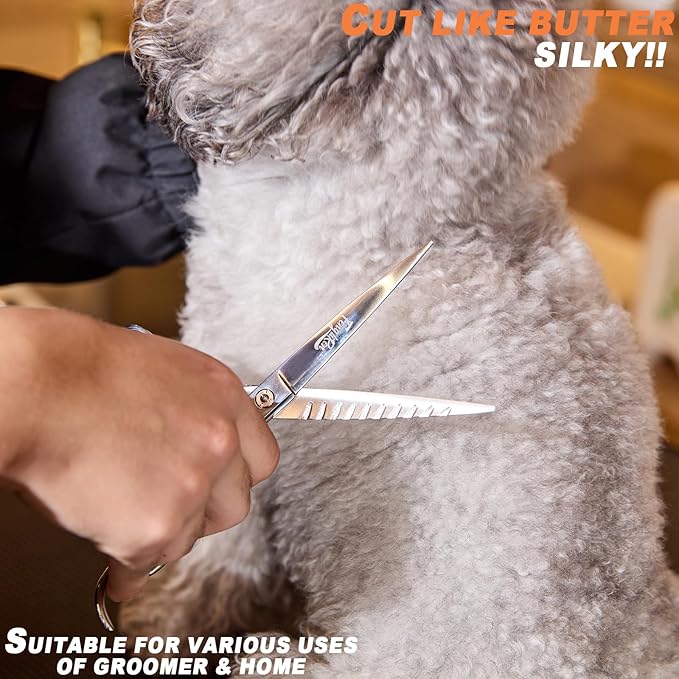 High-end Professional Dog Grooming Scissors Pet Grooming Shears 7 Inches Extremely Very Sharp Made Of Stainless Steel Alloy By Hand For Dog Cat Groomer