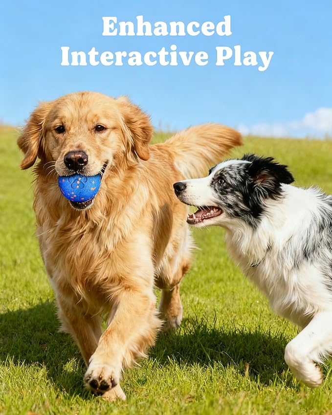Smart Interactive Dog Toy, Automatic Moving Rotating, Bouncing Chew Toys, E-TPU Material, IPX7 Waterproof Active Rolling Ball Dog Toys for Medium Large Dog, Keeps them Busy and Entertained (Blue)