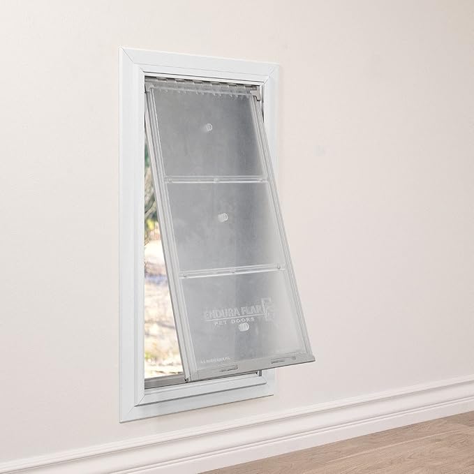 Endura Flap Giant Dog Door for Walls | Designed for Extra-Large & Tall Dogs | Energy Efficient Wall Mount Pet Door | Durable & Pet Safe | White, Single Flap Wall Mount