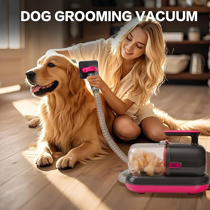 S7 Dog Grooming Vacuum Kit, Low Noise Pet Grooming Vacuum with Clippers and Brushes, Home Use Groom and Vacuum System