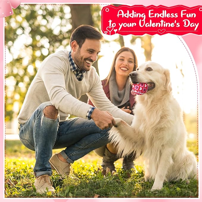 36 Pcs Valentine Dog Toys: Interactive Squeaky Tennis Balls Gifts for Small Medium Large Dogs Pets - 2.5 Inch Fetch Toys for Aggressive Chewer Training Catching Teething