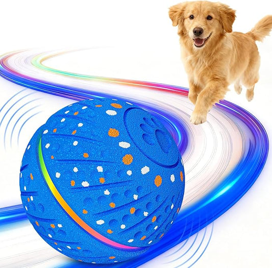 Interactive Dog Toys Ball - Smart Moving Bouncing Dog Ball with RGB Lights, E-TPU Material, 3 Play Modes Automatic Rolling Dogs Toy for Small Medium Dogs Keep Them Busy(Blue)