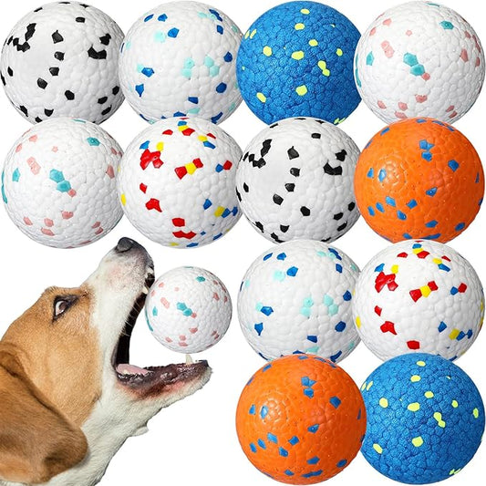 Jenaai 12 Pcs Dog Balls for Aggressive Chewers Tennis Ball 2.9 Inch Indestructible Durable Bouncy Floating Toys Interactive Dog Toys for Large Medium Small Dogs and Puppies(Novel Color)