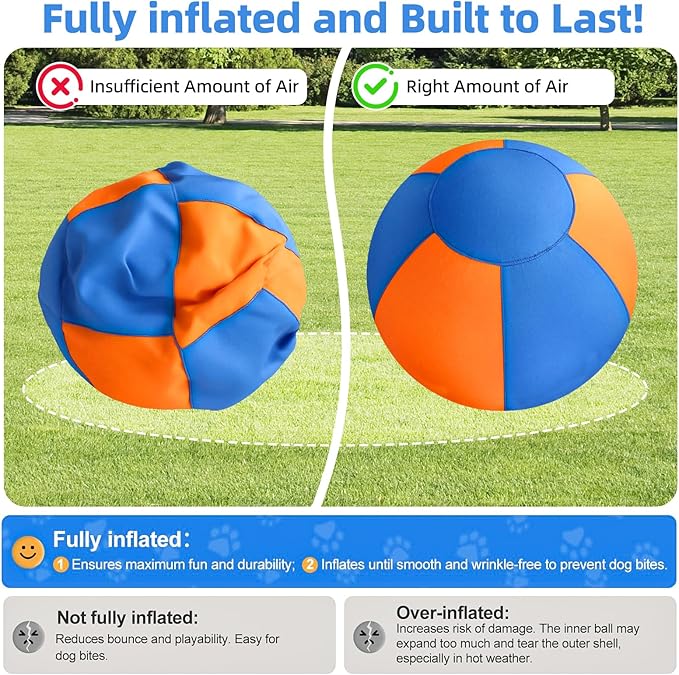 18" Herding Ball for Dogs - Upgraded Chew-Resistant Double-Layer Material Durable Waterproof Dog Toy Suitable for Australian Shepherds, Cattle Dogs, Sheepdogs (Orange+Blue)
