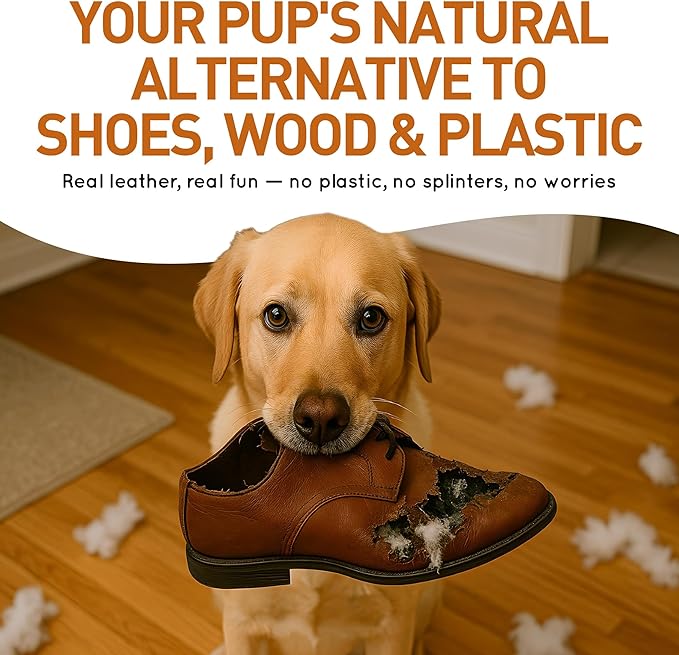 Wildfang® Leather Dog Toy, Small - Leather Bone for Teething Dog, Dental Toys for Puppies, Training for Chewing Muscles, Puppy Chew Bones for Light or Medium Chewers (for Dogs Under 22 lbs), Pack of 1