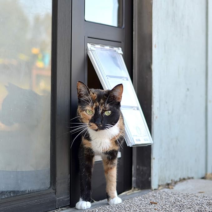 Endura Flap Thermo Panel Dual-Pane Pet Door for Extreme Weather | Premium Insulated Pet Door Solution | Heavy-Duty, Secure, Weather-Resistant | Black, Small Flap, 77.25"-80.25" Slider Height