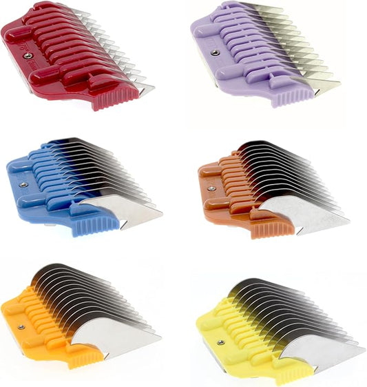 3mm - 19mm Wide Stainless Steel Clipper Guard Attachments for A5 Series | Snap-On/Off Design Combs for Professional Dog Grooming