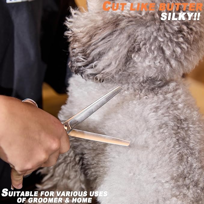 High-end Professional Dog Grooming Thinning Scissors Teeth Cutting Blending Shears Pet Texturizing Shears 7 Inch Extremely Very Sharp Stainless Steel Alloy For Cat Other Animals Groomer