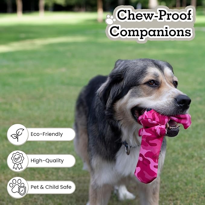 Eco-Friendly Durable Crinkle Cat & Dog Toy for Playing, Teething and Exercise - Pinky, Pink Camo, No Squeaker, No Stuffing (Safe for Pets/Kids)