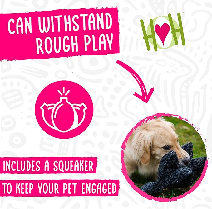 HuggleHounds Plush Dog Toy - Fuzzy Dog Toys, Soft Plush, for Small and Large Breeds with Squeaker - Lester Lamb, Large