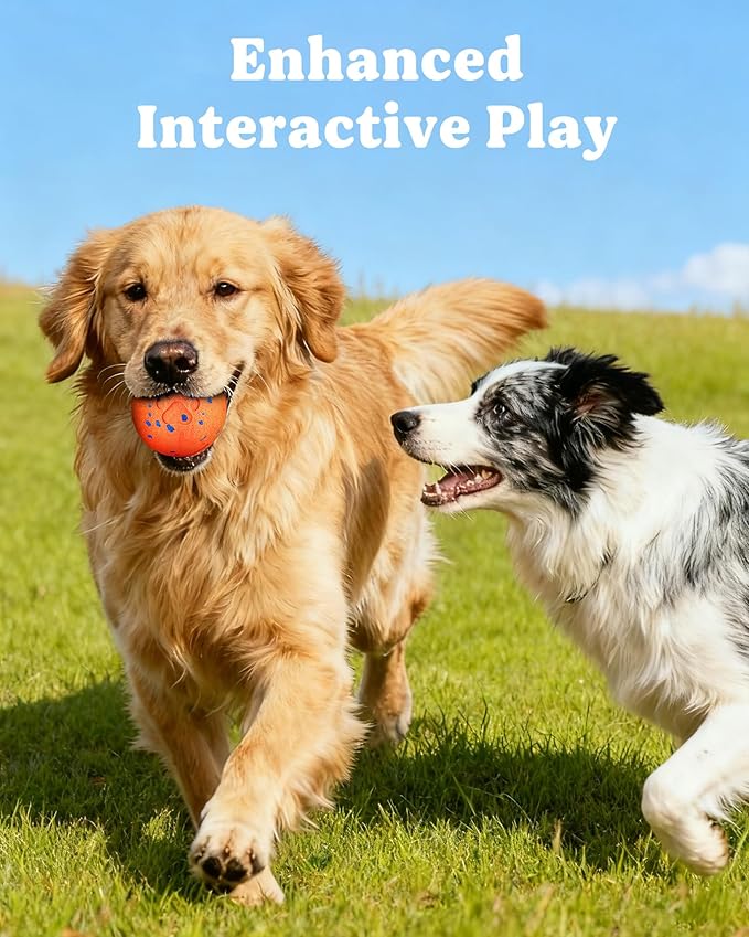 Smart Interactive Dog Toy, Automatic Moving Rotating, Bouncing Chew Toys, E-TPU Material, IPX7 Waterproof Active Rolling Ball Dog Toys for Medium Large Dog, Keeps them Busy and Entertained (Orange)