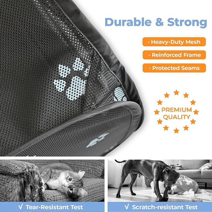 2-in-1 Dog Playpen 46.5''Pop Up Cat Pet Playpen, Assembly-Free Indoor Outdoor Kitten Enclosure, Breathable Cat Cage Portable Puppy Tent Crates Kennel for Small Animals(No Divider, Unified Space)