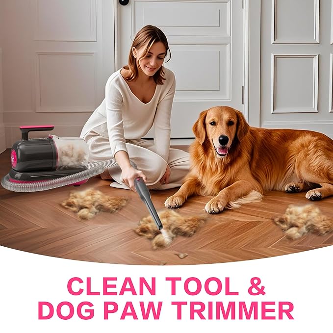 S7 Dog Grooming Vacuum Kit, Low Noise Pet Grooming Vacuum with Clippers and Brushes, Home Use Groom and Vacuum System